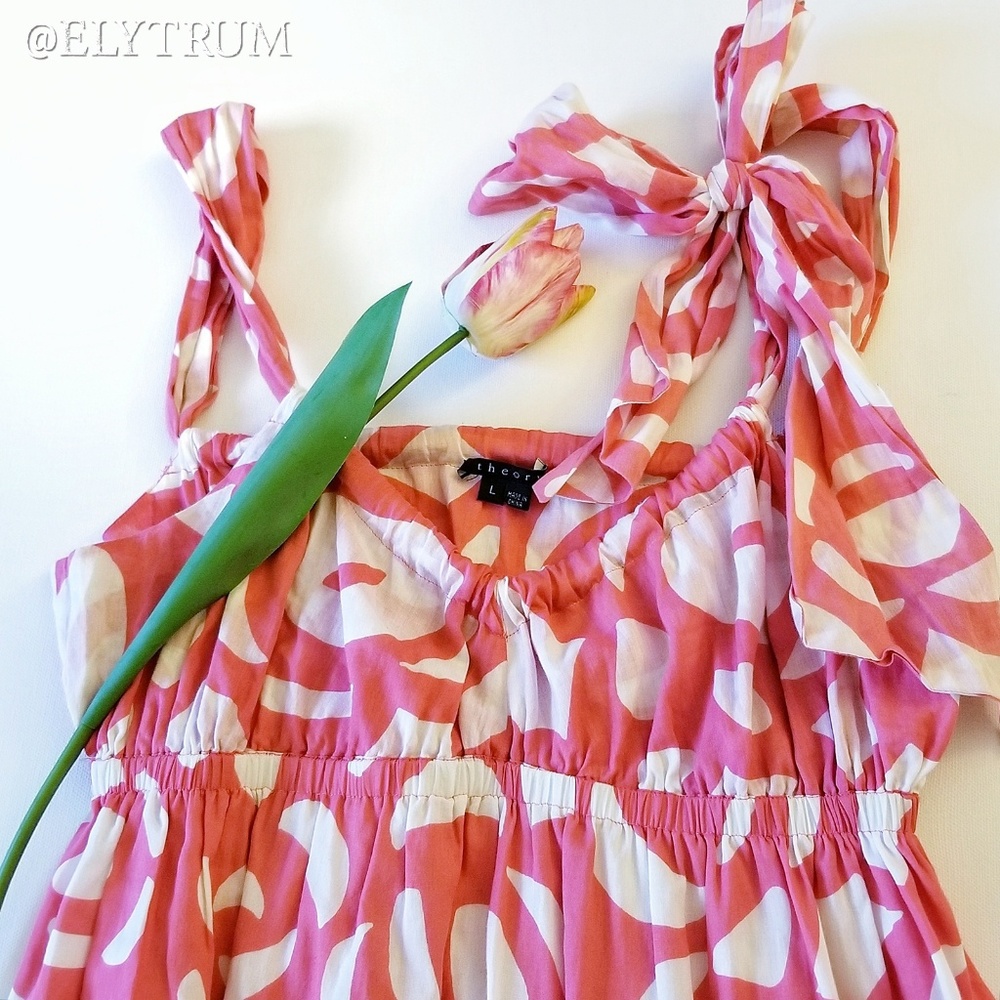 Theory floral shoulder tie dress